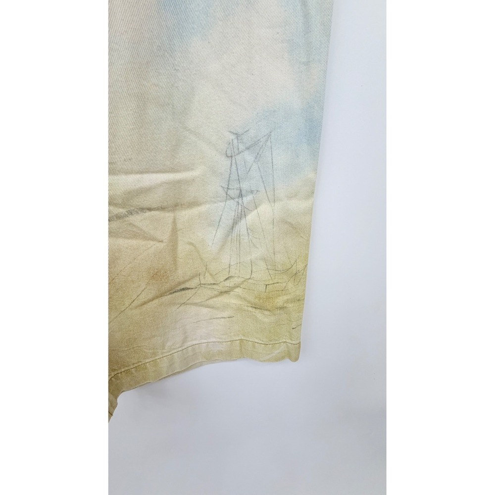 Pilcro Scenic Print Wide Leg Pull On High Rise Denim Pant Womens XL Cream Blue - Picture 5 of 13